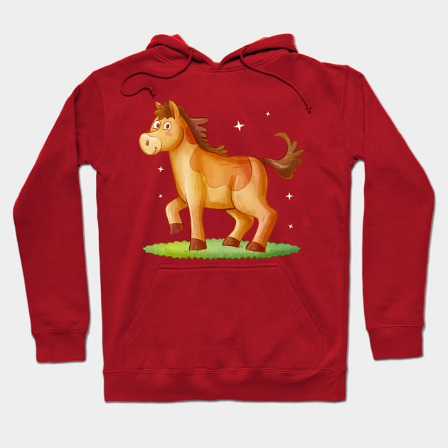 Hand Drawn Cartoon Horse Hoodie by Mako Design 